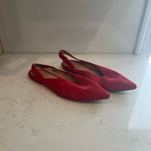 Halogen red suede slingback flat shoes